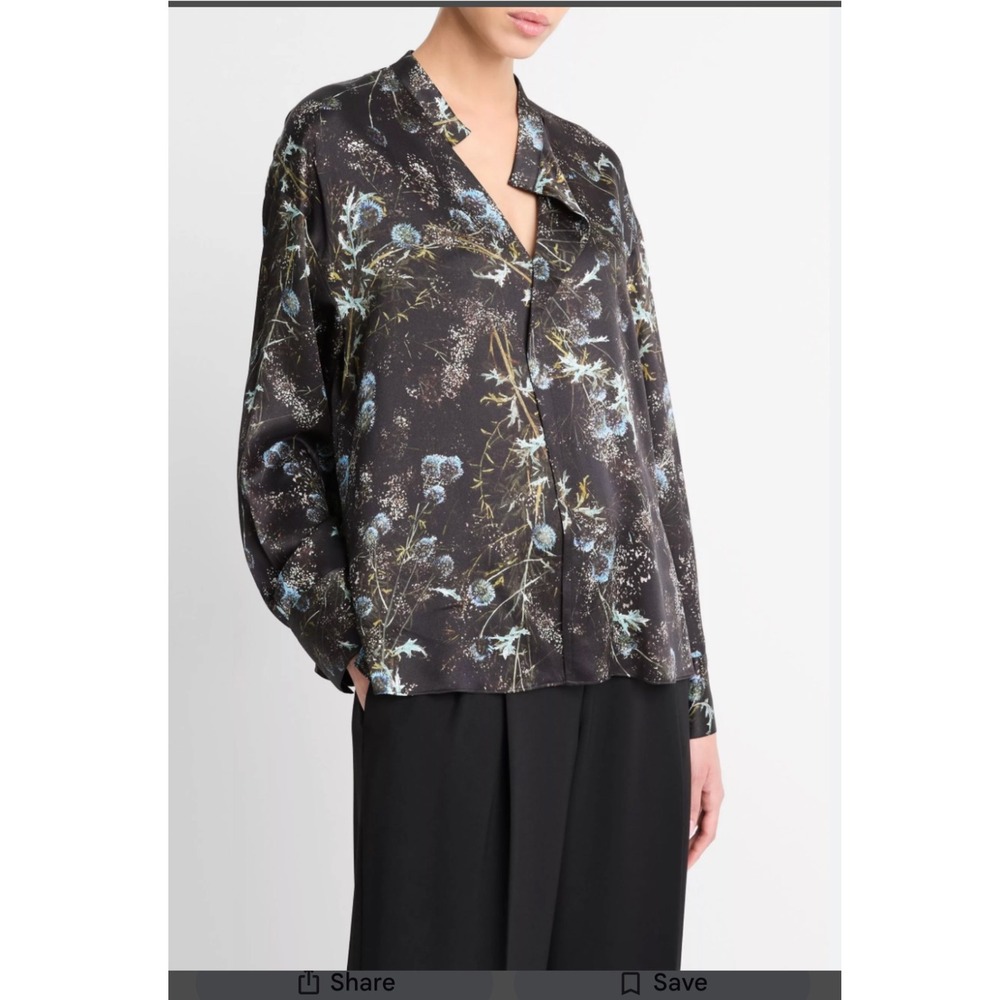 Vince 100% Silk Thistle Draped Collar Blouse XXS Workwear Classic Luxury holiday